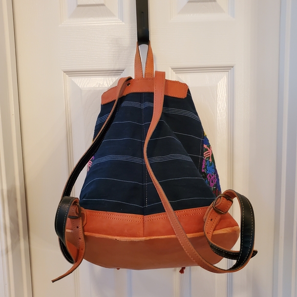 Colorful Patterned Backpack with Tan Accents - Picture 5 of 5